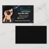 Visitekaartje voor roze en zwarte fotograaf (Voorkant / Achterkant)
