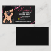 Visitekaartje voor roze en zwarte fotograaf (Voorkant / Achterkant)