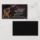 Visitekaartje voor roze en zwarte fotograaf (Voorkant / Achterkant)
