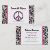 Visitekaartje voor roze getrimde Zebra vredestroep (Voorkant / Achterkant)