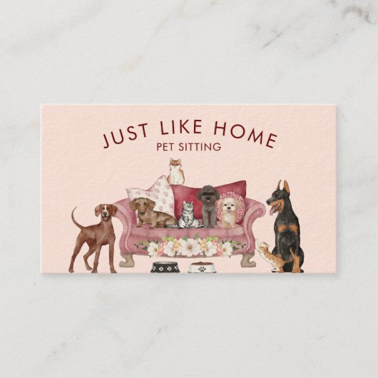 Visitekaartje voor roze telefooncentrale (Voorkant)