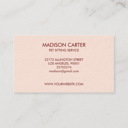 Visitekaartje voor roze telefooncentrale (Achterkant)