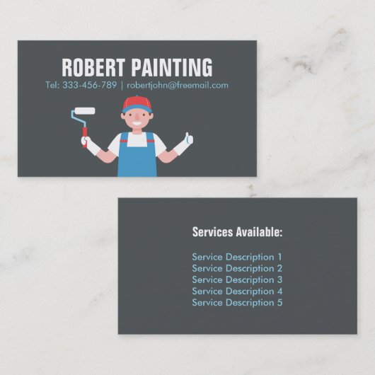 Visitekaartje voor schilderverfservices bevestigen (Voorkant / Achterkant)