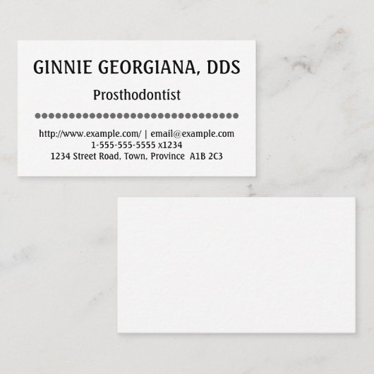 Visitekaartje voor schone en professionele prothes (Voorkant / Achterkant)