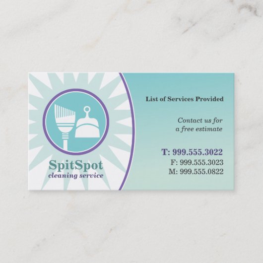 Visitekaartje voor schonere reinigingsservice (Voorkant)