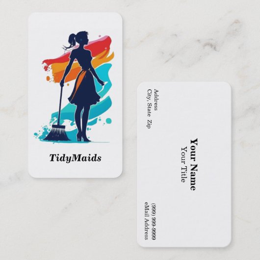 Visitekaartje voor schoonmaakdiensten in het huis (Voorkant / Achterkant)