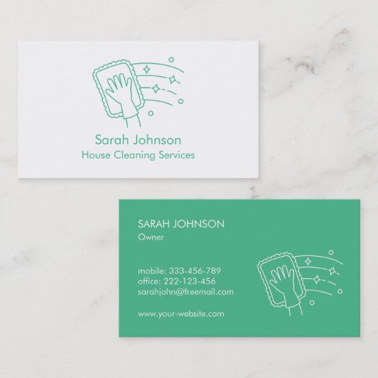 Visitekaartje voor schoonmaakservice Doodle Clean (Voorkant / Achterkant)