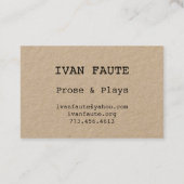 Visitekaartje voor  schrijfmachines (Achterkant)