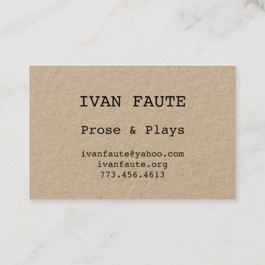 Visitekaartje voor  schrijfmachines (Achterkant)