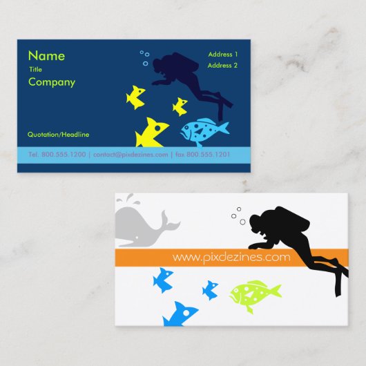 Visitekaartje voor Scuba-instructeur (Voorkant / Achterkant)