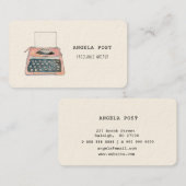 Visitekaartje voor spoedroze retro-typemachine (Voorkant / Achterkant)