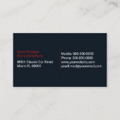 Visitekaartje voor sportwagendealership (Achterkant)