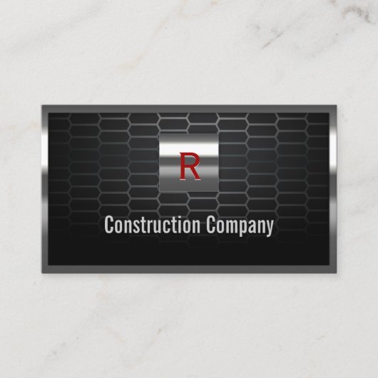 Visitekaartje voor staalgrids monogram constructie (Voorkant)