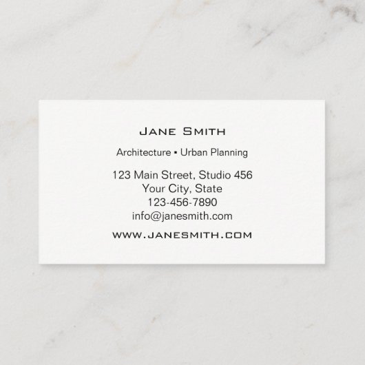 Visitekaartje voor stadsplanning van architecten (Achterkant)