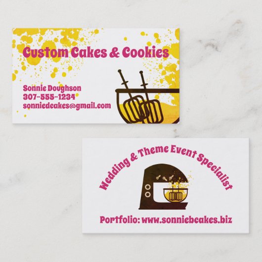 Visitekaartje voor tapbakkerij met mixer (Voorkant / Achterkant)