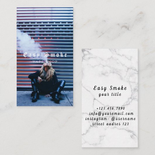 Visitekaartje voor tapeshop met zwarte rook (Voorkant / Achterkant)