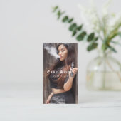 Visitekaartje voor tapeshop met zwarte rook (Staand voorkant)