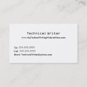 Visitekaartje voor technisch schrijven (Achterkant)