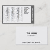 visitekaartje voor tekstzoekopdrachten (contact om (Voorkant / Achterkant)