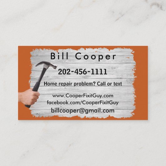  Visitekaartje voor thuisreparatie van Handyman (Achterkant)