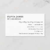 Visitekaartje voor thuisverzorging van honden (Achterkant)