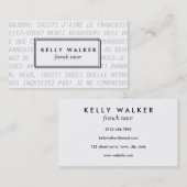 Visitekaartje voor typografie in de Franse taal (Voorkant / Achterkant)