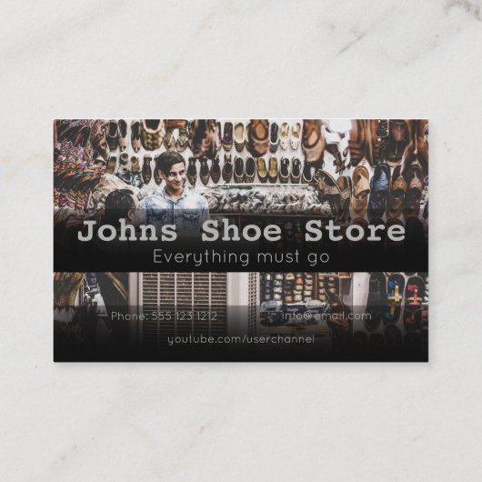 Visitekaartje voor verkoop in schoenwinkel (Achterkant)