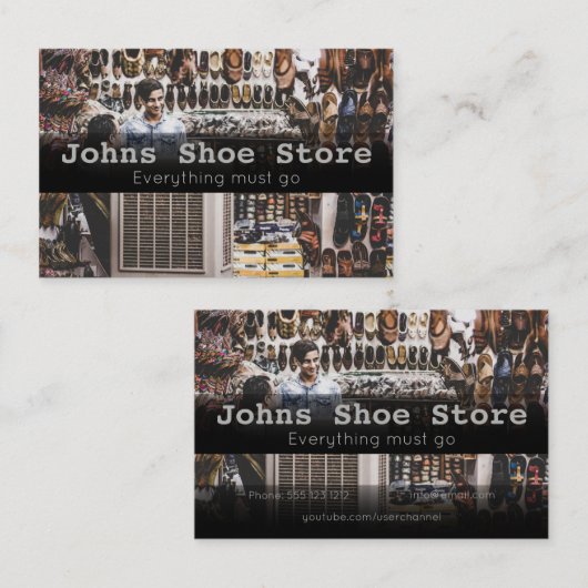 Visitekaartje voor verkoop in schoenwinkel (Voorkant / Achterkant)