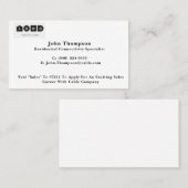 Visitekaartje voor verkoop van deur naar deur contactkaartje (Voorkant / Achterkant)