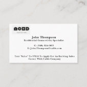 Visitekaartje voor verkoop van deur naar deur contactkaartje (Voorkant)