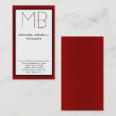 Visitekaartje voor verticaal wit rood grensmonogra (Voorkant / Achterkant)