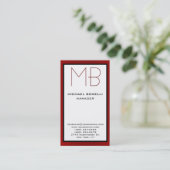Visitekaartje voor verticaal wit rood grensmonogra (Staand voorkant)