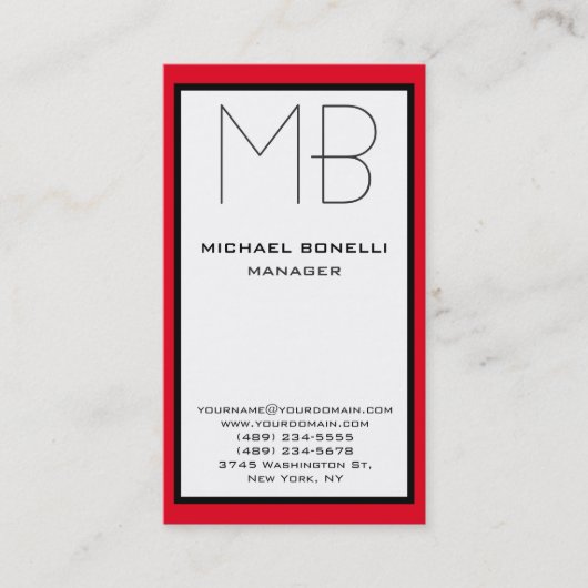 Visitekaartje voor verticaal zwart-wit grensmonogr (Voorkant)