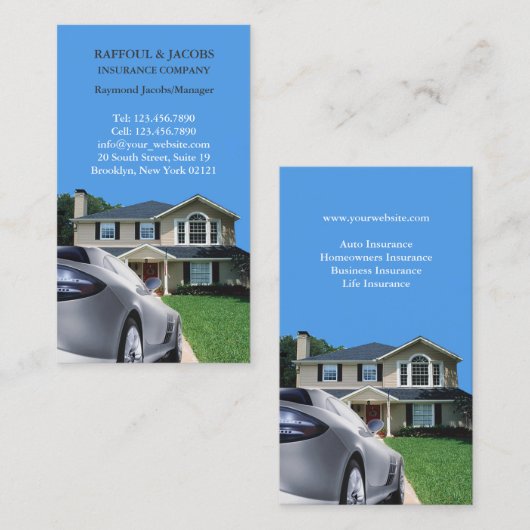 Visitekaartje voor verzekering (Voorkant / Achterkant)