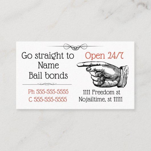 visitekaartje voor Victoriaans bail bonds (Voorkant)