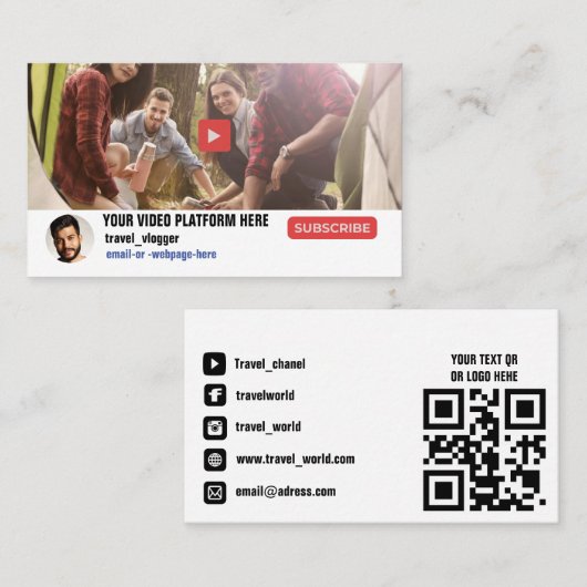 Visitekaartje voor videokanaalpromotie (Voorkant / Achterkant)