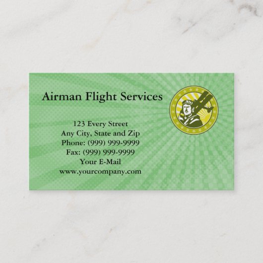 Visitekaartje voor vliegdiensten (Voorkant)