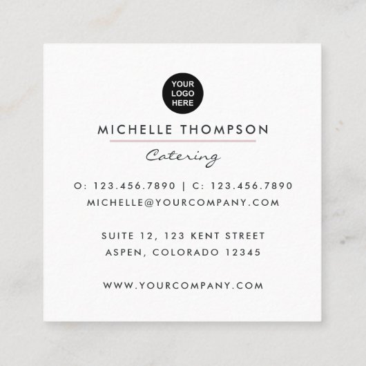 Visitekaartje voor voedselcatering (Achterkant)