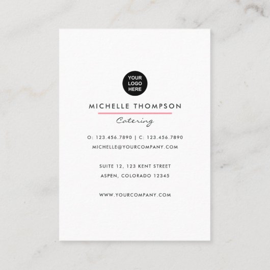 Visitekaartje voor voedselcateringbedrijf (Achterkant)