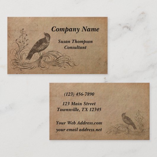  Visitekaartje voor vogels en scrollen (Voorkant / Achterkant)