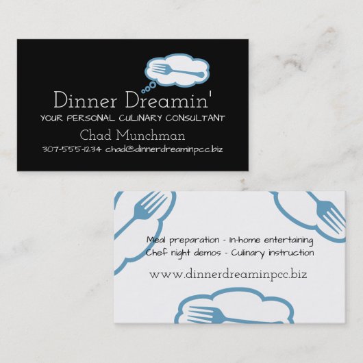visitekaartje voor vork- droomkeuken (Voorkant / Achterkant)