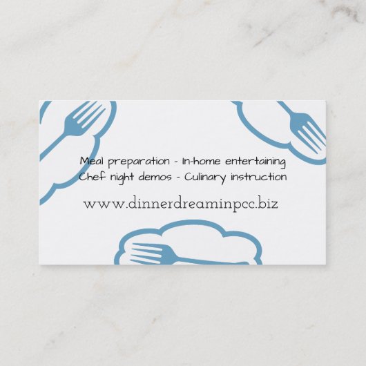 visitekaartje voor vork- droomkeuken (Achterkant)