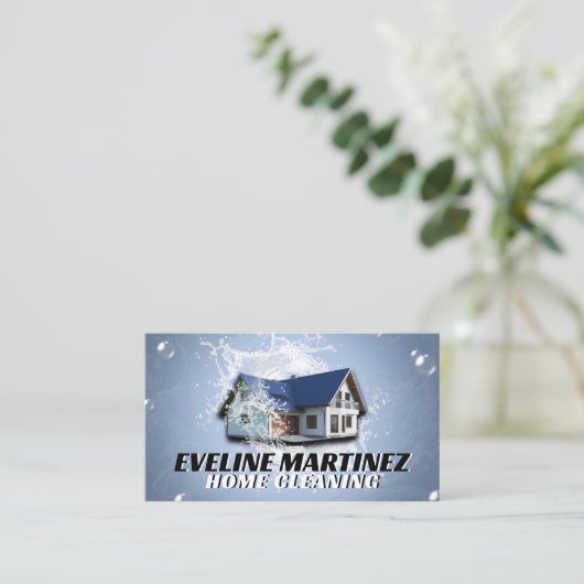 Visitekaartje voor waterspatreiniging in het huis (Staand voorkant)