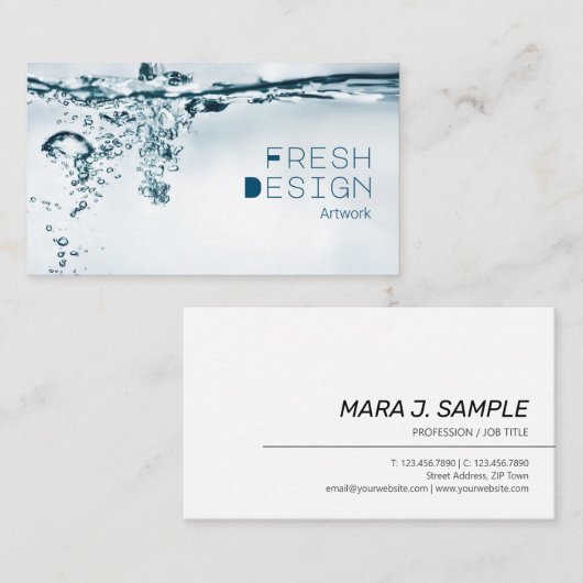 Visitekaartje voor waterspiegel: vers ontwerp (Voorkant / Achterkant)