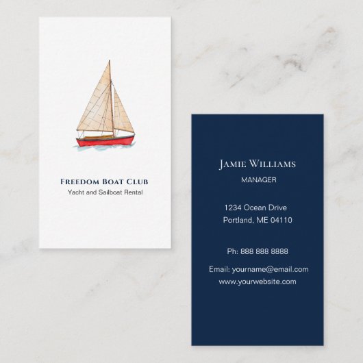Visitekaartje voor waterverf per boot (Voorkant / Achterkant)
