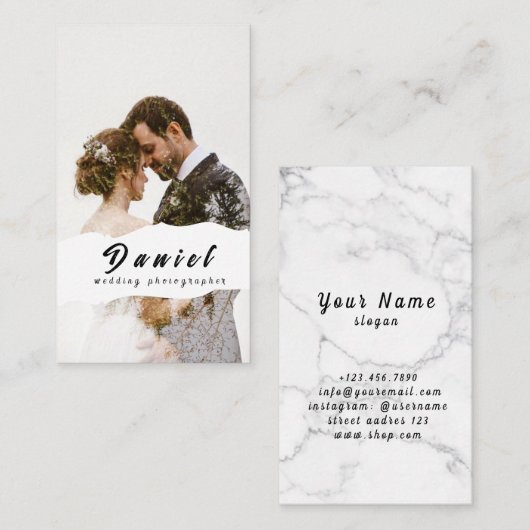 Visitekaartje voor weddenschap fotograaf (Voorkant / Achterkant)
