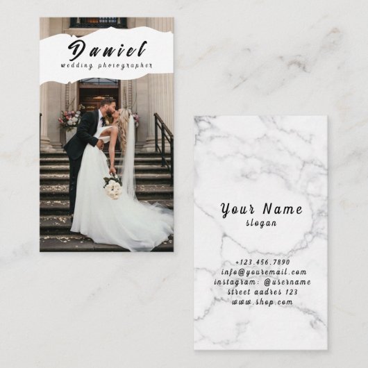 Visitekaartje voor weddenschap fotograaf (Voorkant / Achterkant)