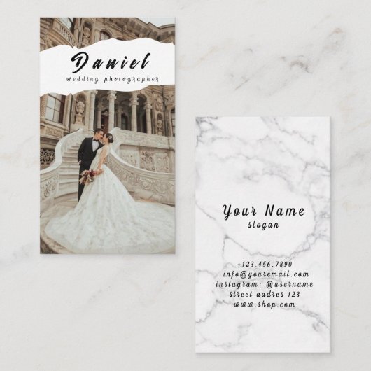 Visitekaartje voor weddenschap fotograaf (Voorkant / Achterkant)