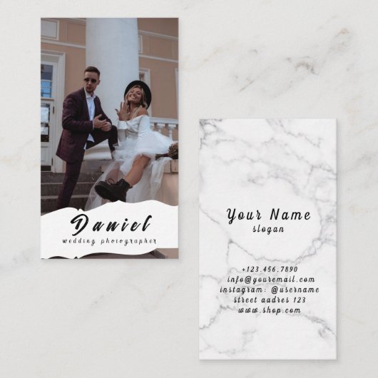 Visitekaartje voor weddenschap fotograaf (Voorkant / Achterkant)