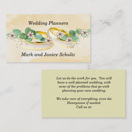 Visitekaartje voor weddenschappen met ringzegens (Voorkant / Achterkant)